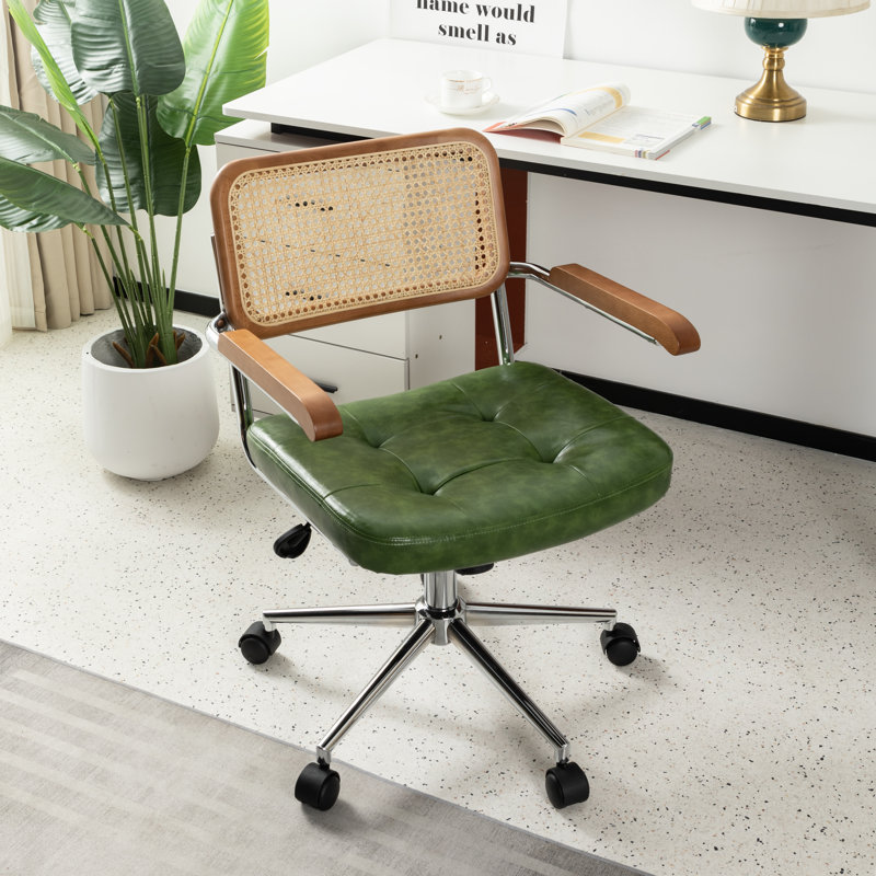 Dakota Fields Carli Rattan Leather Office Chair & Reviews | Wayfair